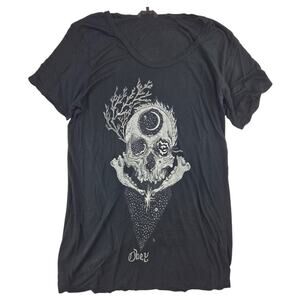Obey | Black, Distressed Skull & Jawbone T-shirt | Size Medium